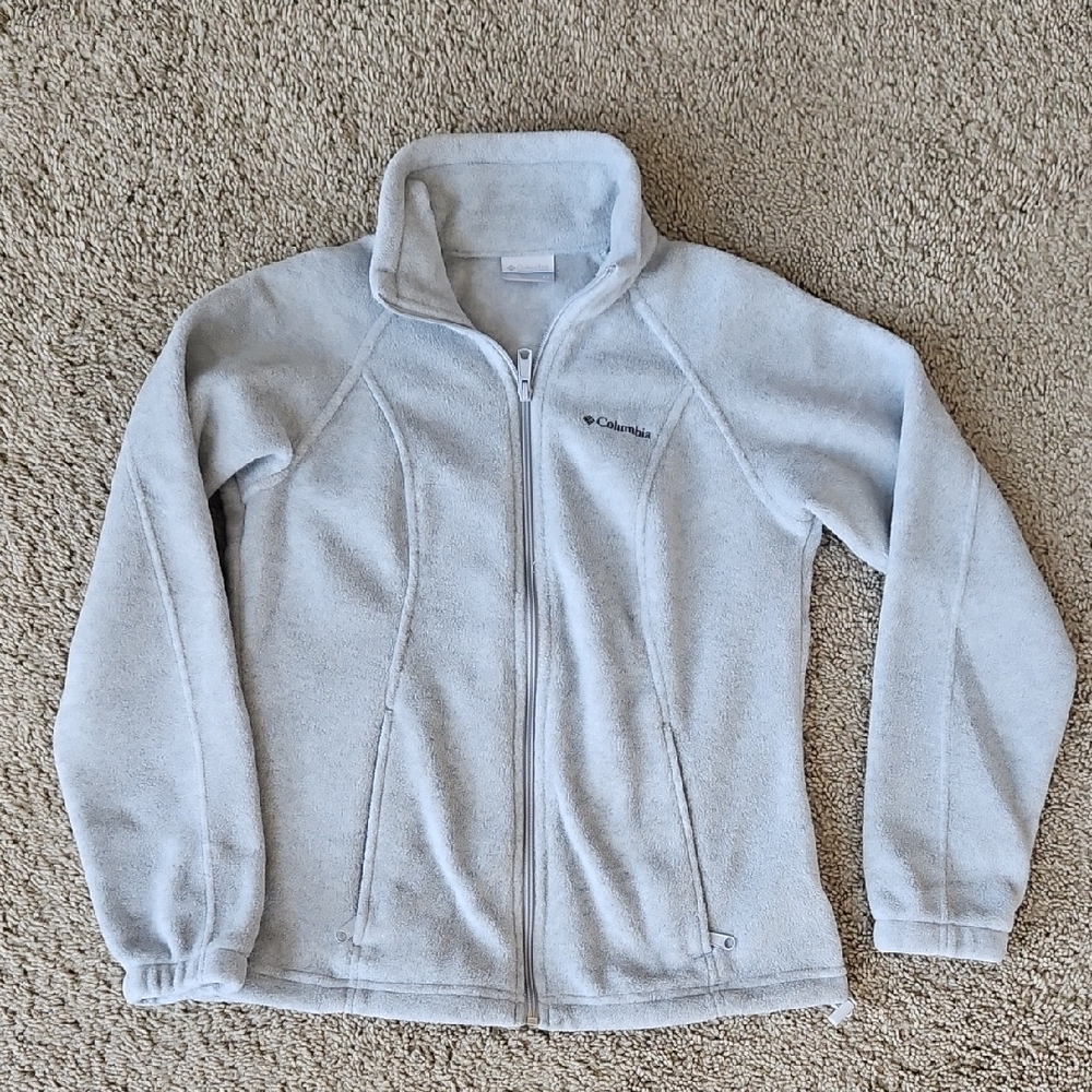 Columbia Soft Gray Full-Zip Fleece Jacket